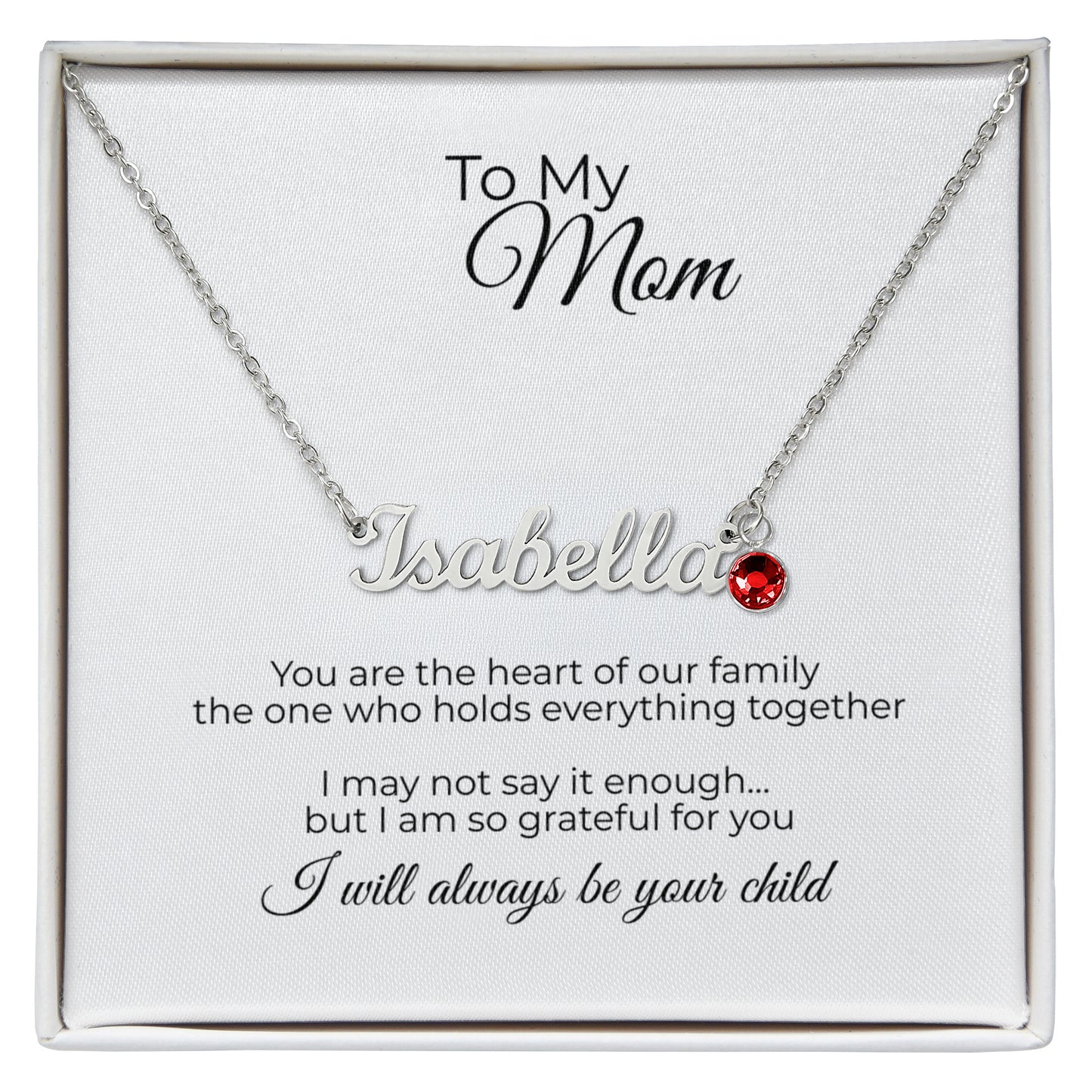 To My Mom – Personalized Name Necklace with Birthstone Gift