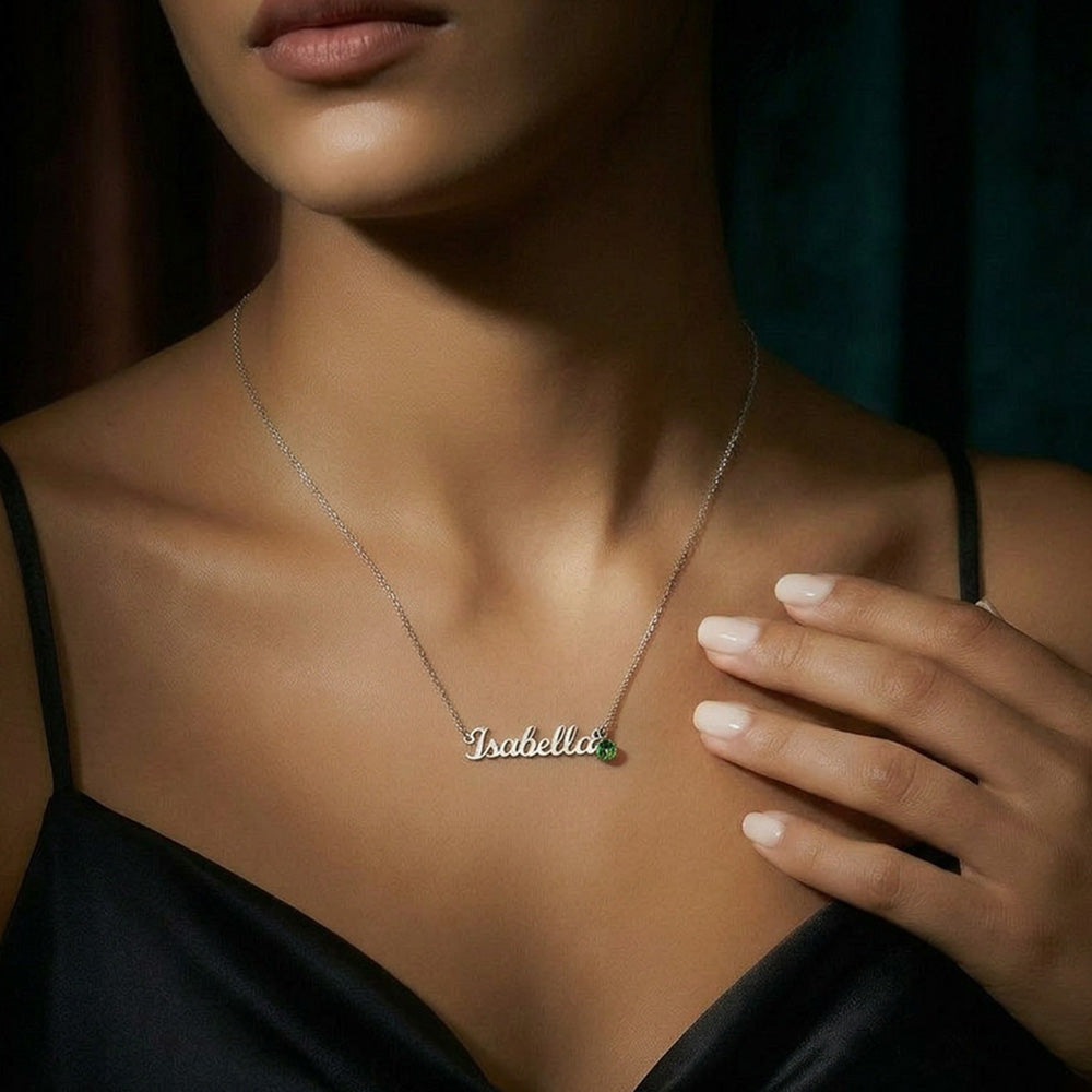 To My Mom – Personalized Name Necklace with Birthstone Gift