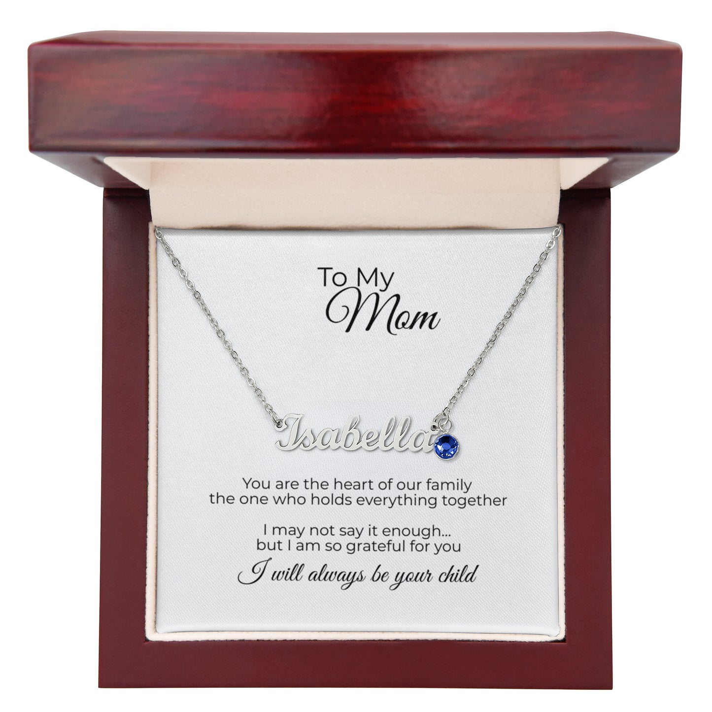 To My Mom – Personalized Name Necklace with Birthstone Gift