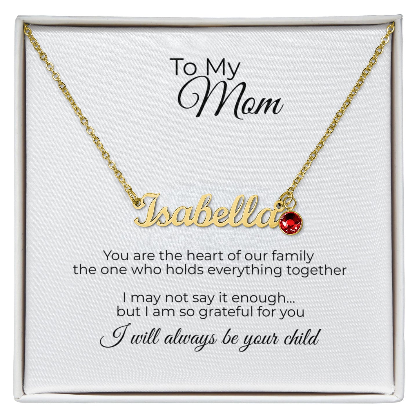 To My Mom – Personalized Name Necklace with Birthstone Gift