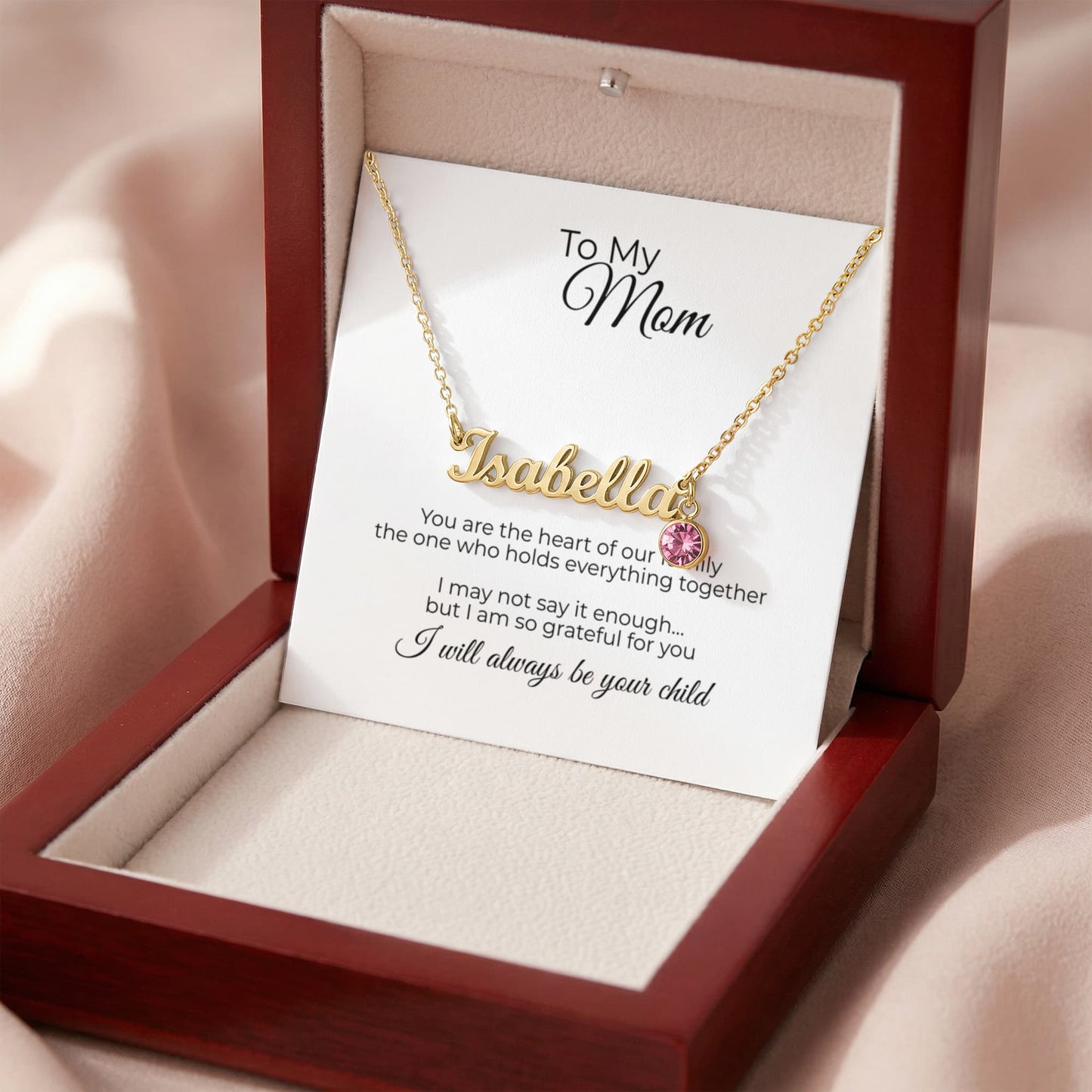 To My Mom – Personalized Name Necklace with Birthstone Gift