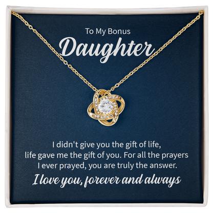 Gift for Bonus Daughter – Love Knot Necklace – Stepdaughter Gift
