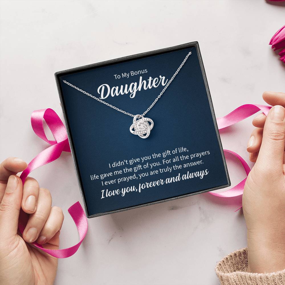 Gift for Bonus Daughter – Love Knot Necklace – Stepdaughter Gift