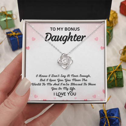 To My Bonus Daughter Necklace – Love Knot Gift