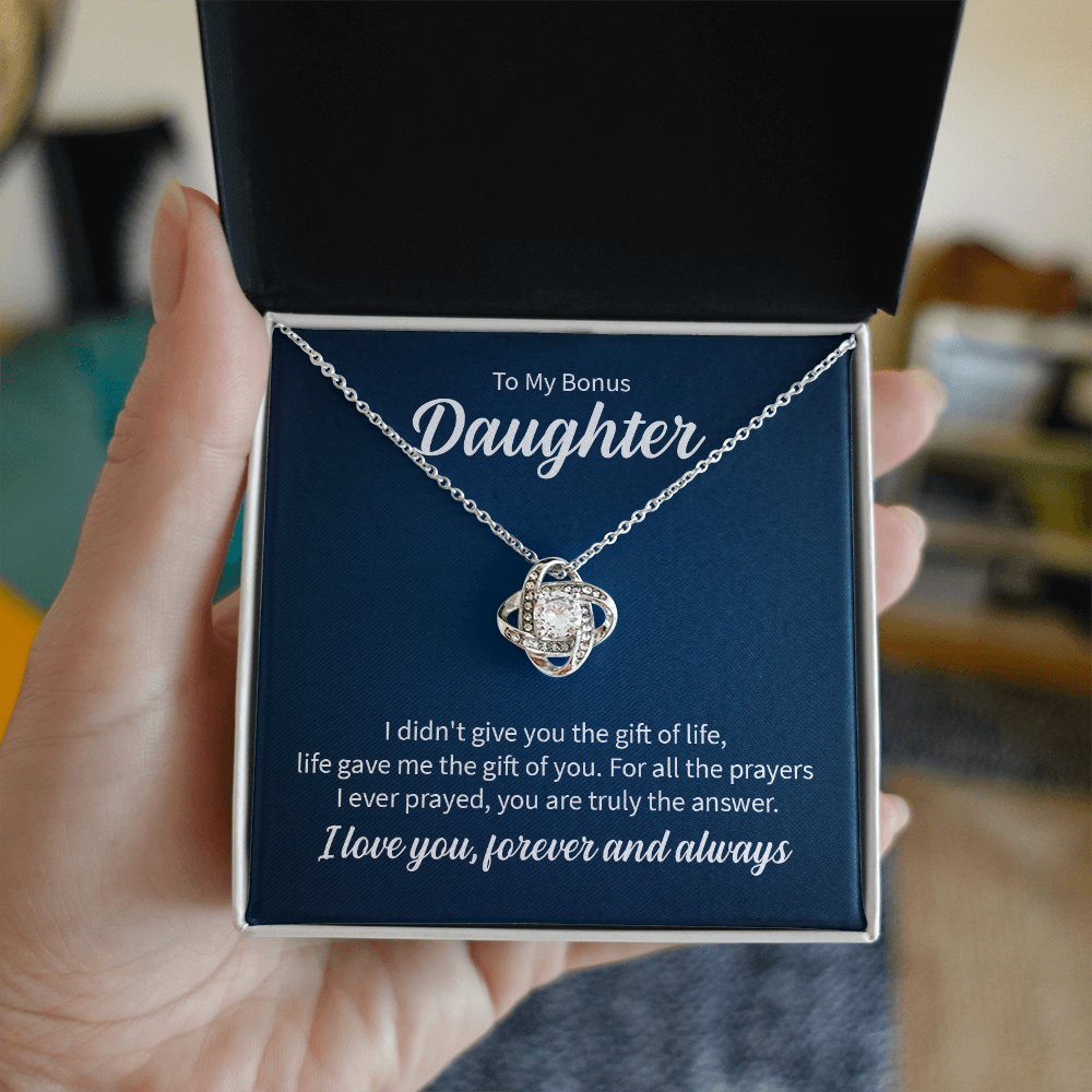 Gift for Bonus Daughter – Love Knot Necklace – Stepdaughter Gift