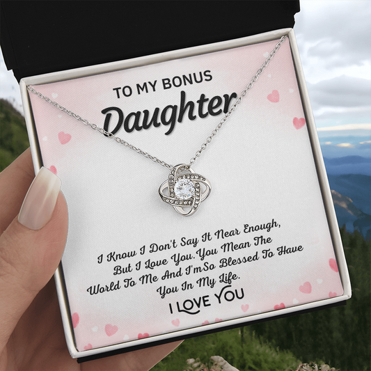 To My Bonus Daughter Necklace – Love Knot Gift