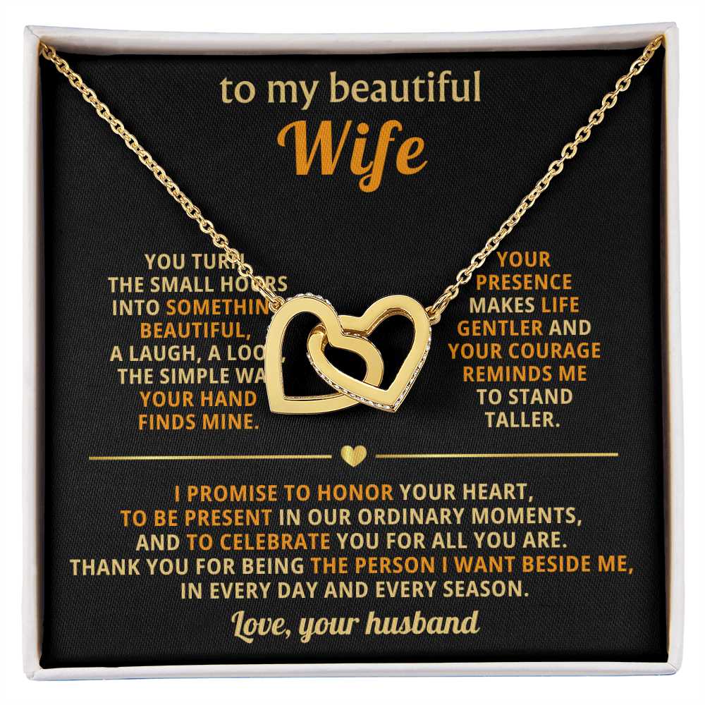Gift for Wife – Interlocking Hearts Necklace Anniversary Jewelry