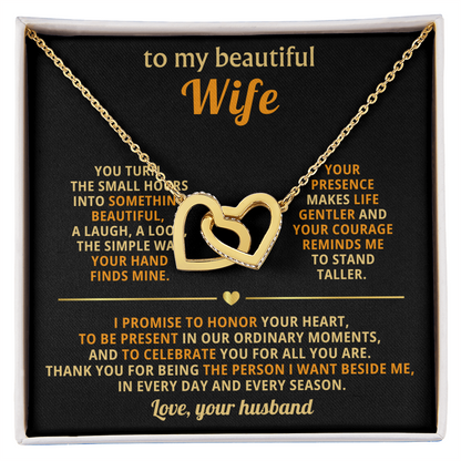Gift for Wife – Interlocking Hearts Necklace Anniversary Jewelry