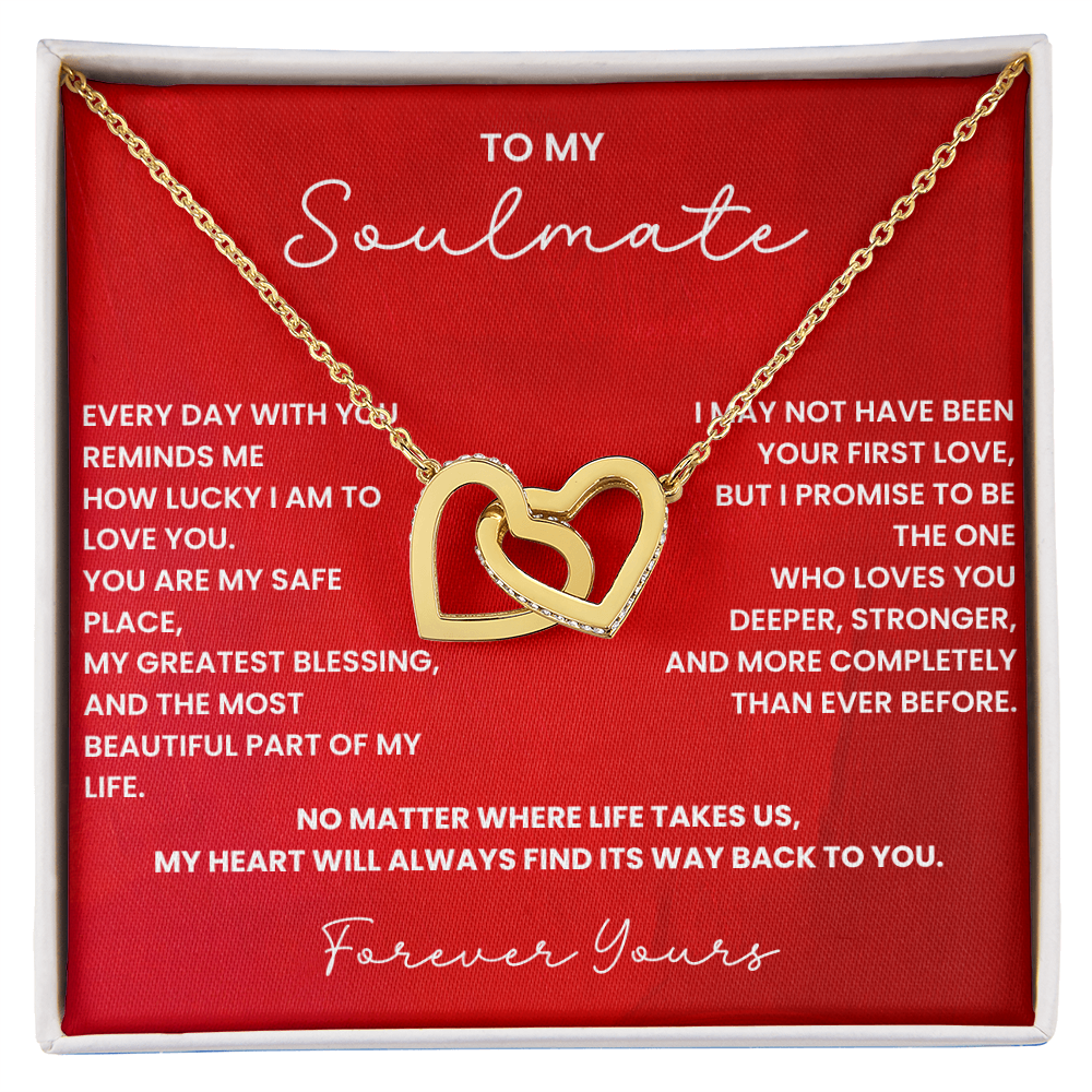 Gift for Soulmate - Interlocking Hearts Necklace - Romantic Jewelry