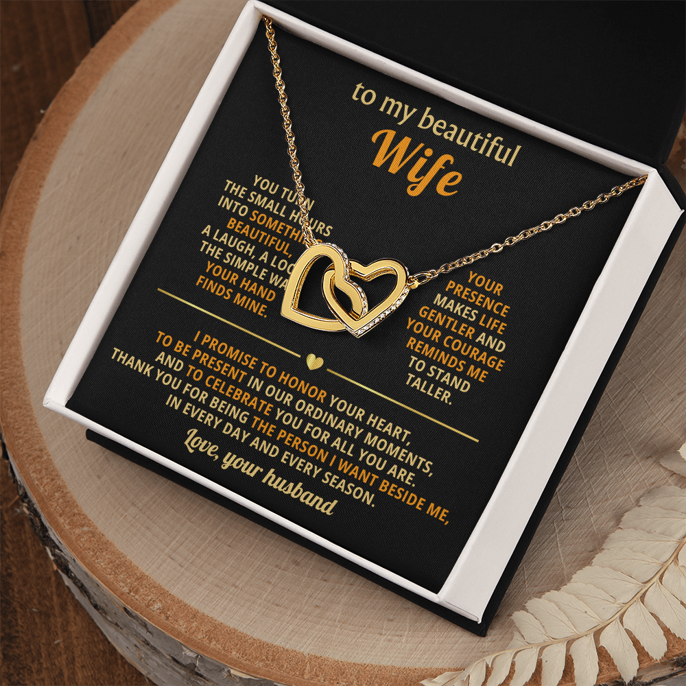 Gift for Wife – Interlocking Hearts Necklace Anniversary Jewelry