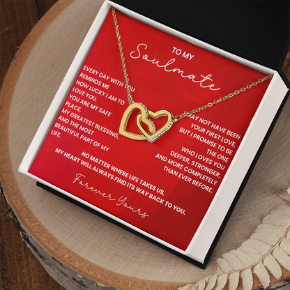 Gift for Soulmate - Interlocking Hearts Necklace - Romantic Jewelry