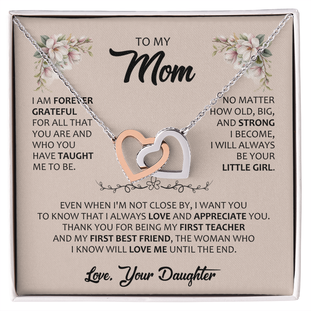 Gift for Mom – Interlocking Hearts Necklace – Meaningful Jewelry