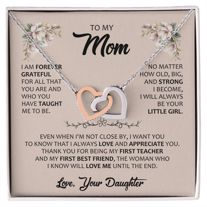 Gift for Mom – Interlocking Hearts Necklace – Meaningful Jewelry