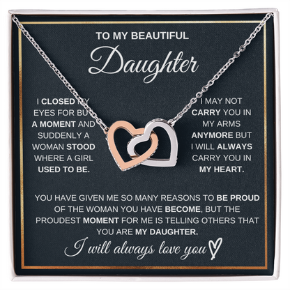 Gift for Daughter – Interlocking Hearts Necklace – Sentimental Jewelry