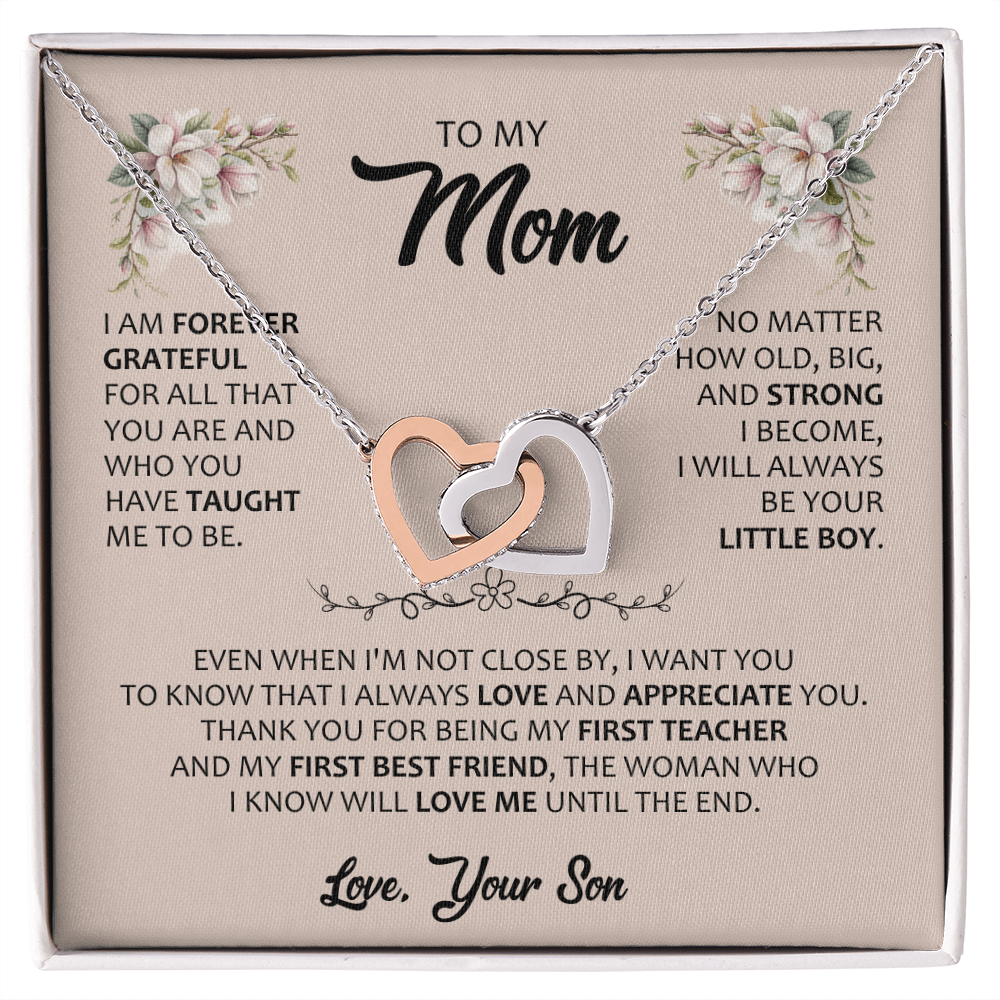 Gift for Mom – Interlocking Hearts Necklace – Meaningful Jewelry