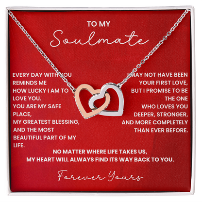 Gift for Soulmate - Interlocking Hearts Necklace - Romantic Jewelry