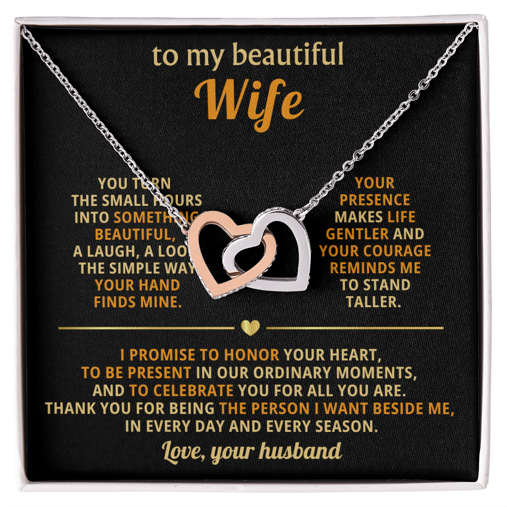 Gift for Wife – Interlocking Hearts Necklace Anniversary Jewelry