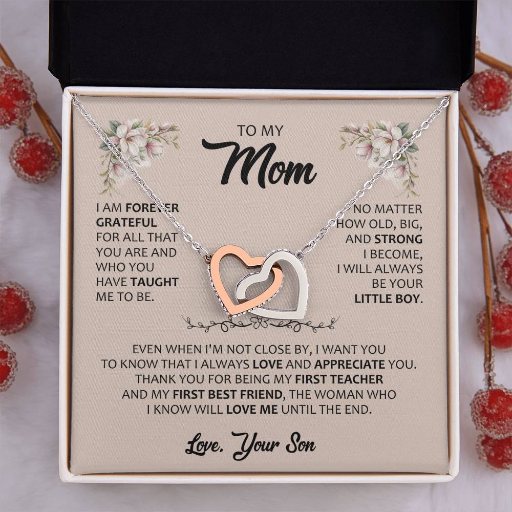 Gift for Mom – Interlocking Hearts Necklace – Meaningful Jewelry