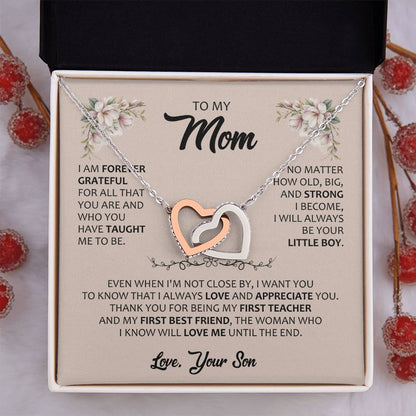 Gift for Mom – Interlocking Hearts Necklace – Meaningful Jewelry