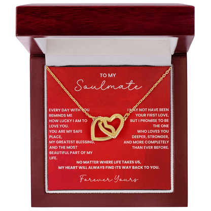 Gift for Soulmate - Interlocking Hearts Necklace - Romantic Jewelry
