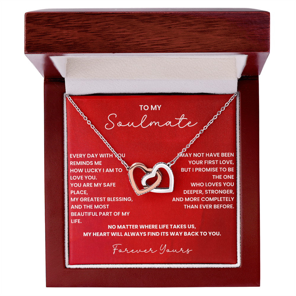 Gift for Soulmate - Interlocking Hearts Necklace - Romantic Jewelry