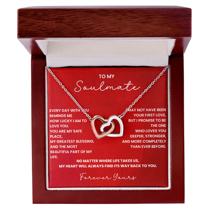 Gift for Soulmate - Interlocking Hearts Necklace - Romantic Jewelry