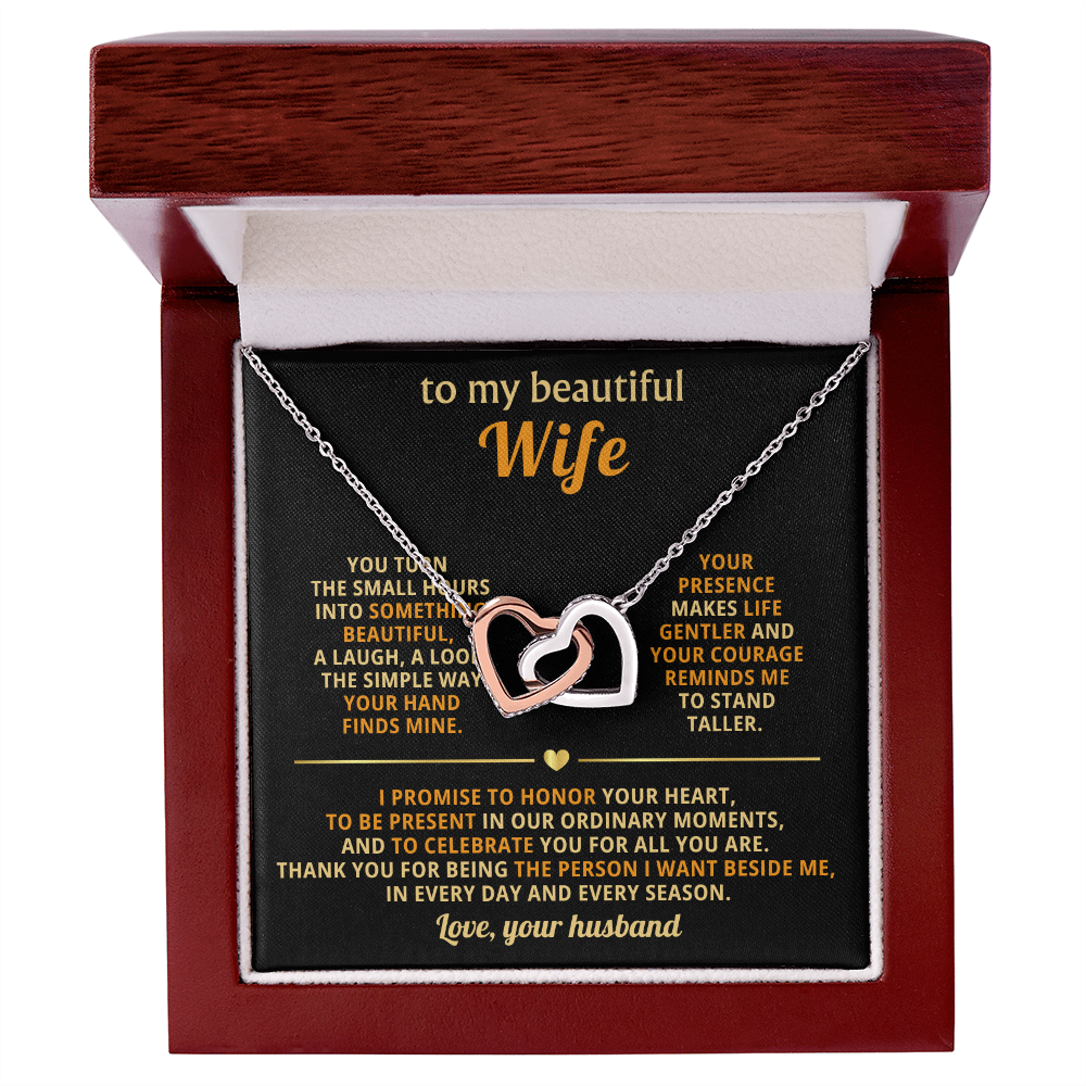 Gift for Wife – Interlocking Hearts Necklace Anniversary Jewelry