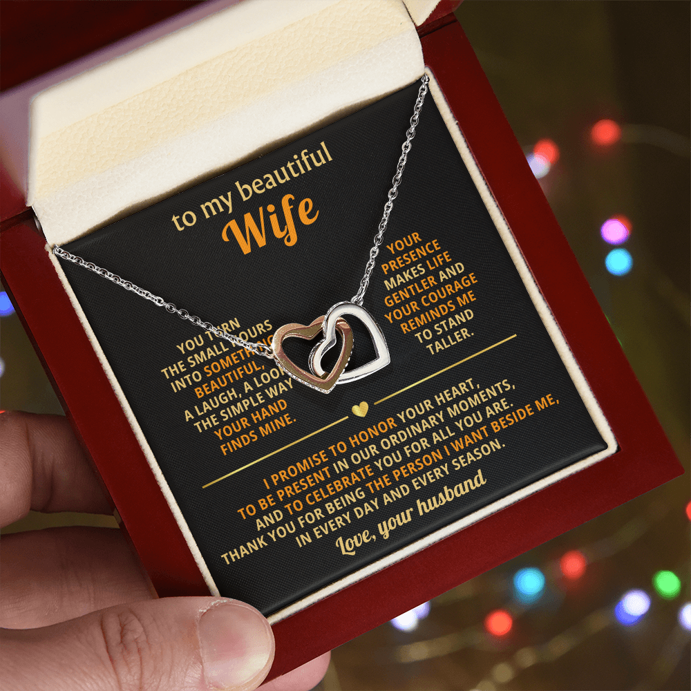 Gift for Wife – Interlocking Hearts Necklace Anniversary Jewelry