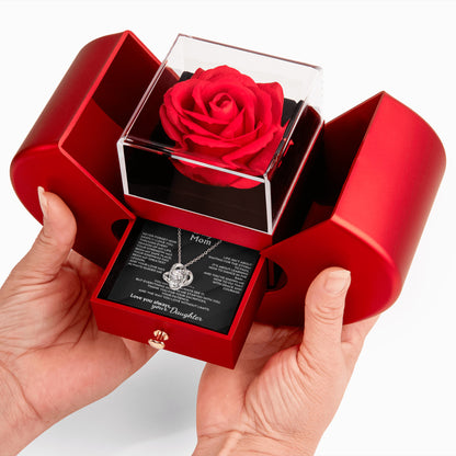 Gift for Mom Love Knot Necklace – Rose Gift Box Set (Daughter)