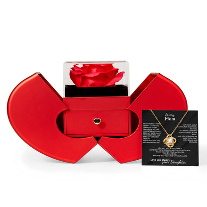 Gift for Mom Love Knot Necklace – Rose Gift Box Set (Daughter)