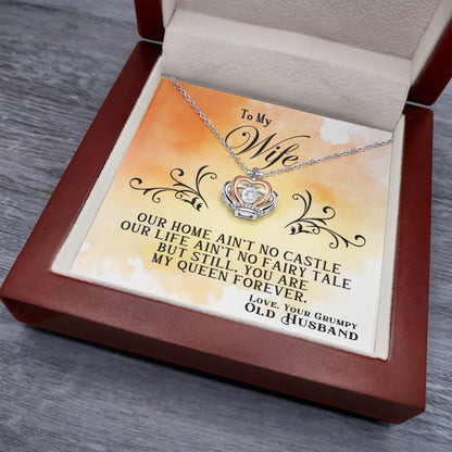 Gift for Wife – Crown Pendant Necklace – Romantic Jewelry for Her
