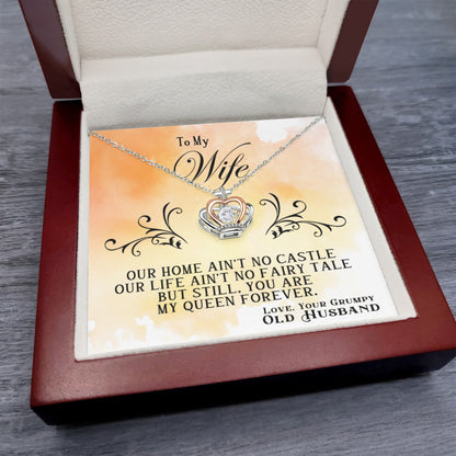 Gift for Wife – Crown Pendant Necklace – Romantic Jewelry for Her