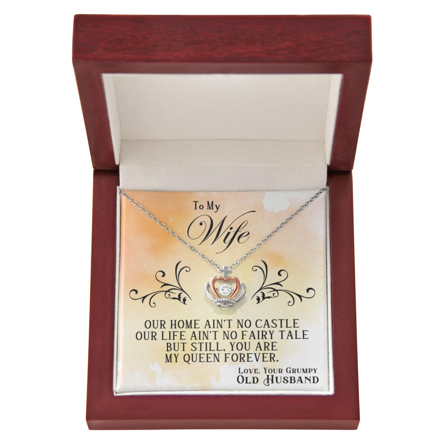 Gift for Wife – Crown Pendant Necklace – Romantic Jewelry for Her