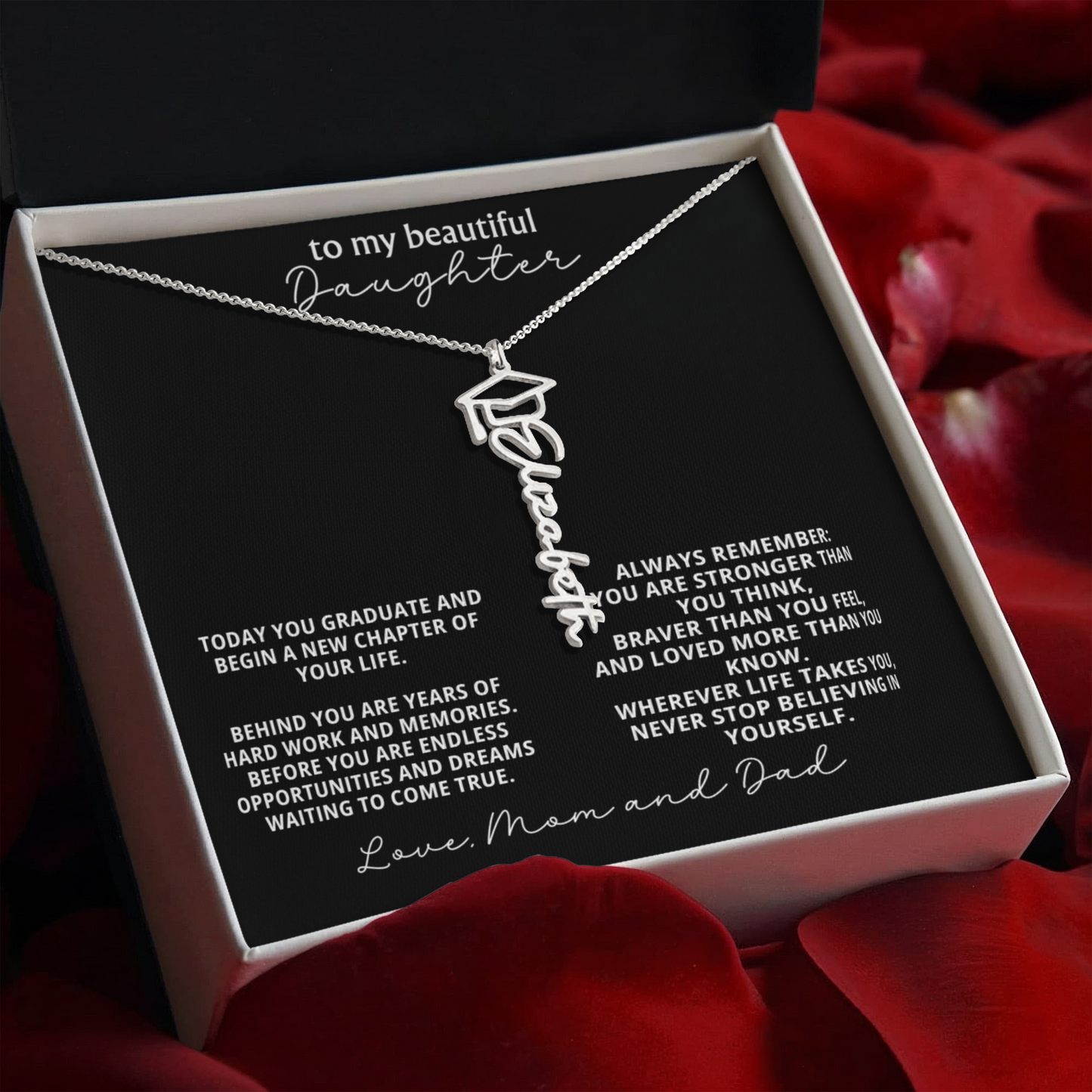 To My Daughter Graduation Gift – Custom Name Necklace