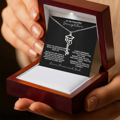 To My Daughter Graduation Gift – Custom Name Necklace