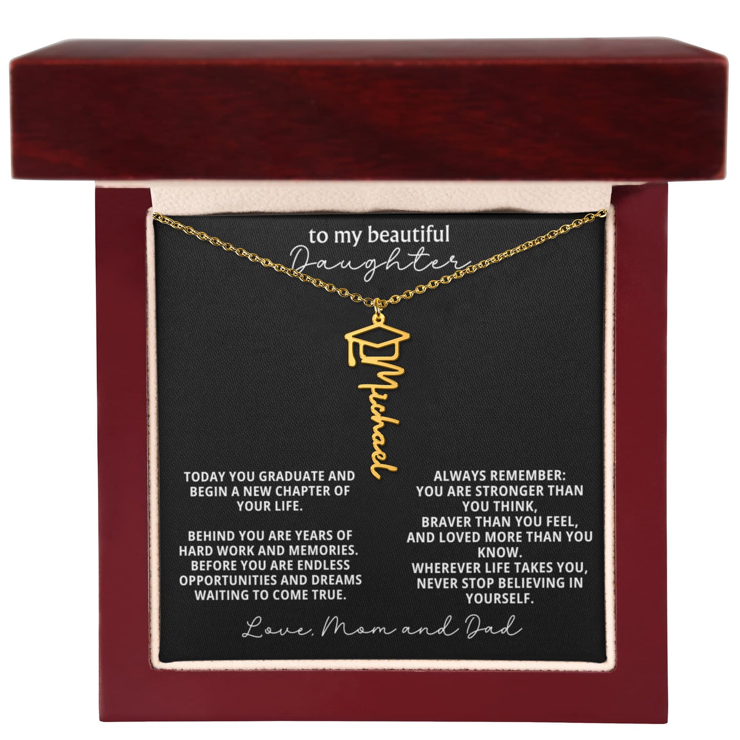 To My Daughter Graduation Gift – Custom Name Necklace