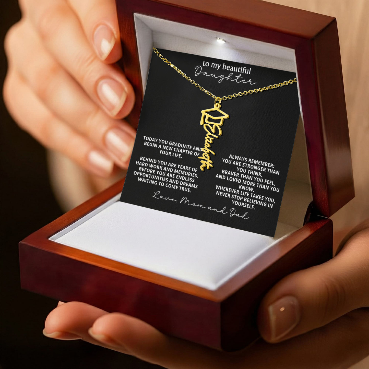 To My Daughter Graduation Gift – Custom Name Necklace