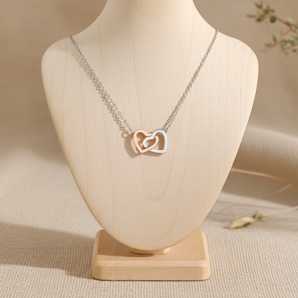 Gift for Mom – Interlocking Hearts Necklace – Meaningful Jewelry
